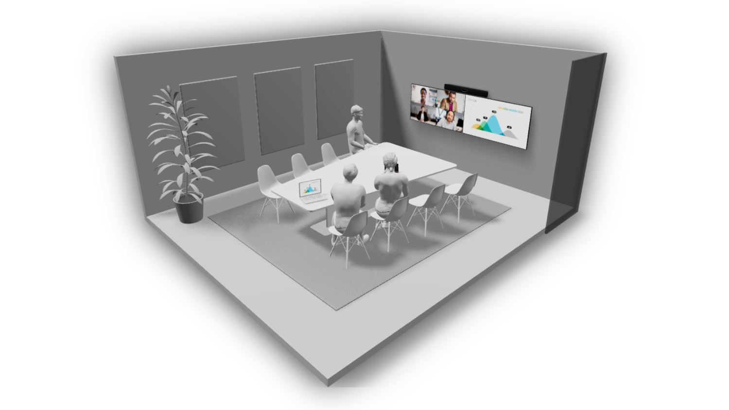 Keskikokoinen kokoushuone konseptikuva